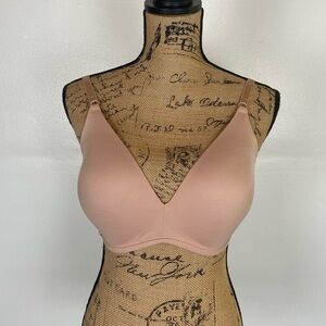 Pearl By Venus Plunge Bra Size 36D Color Light Pink Wireless